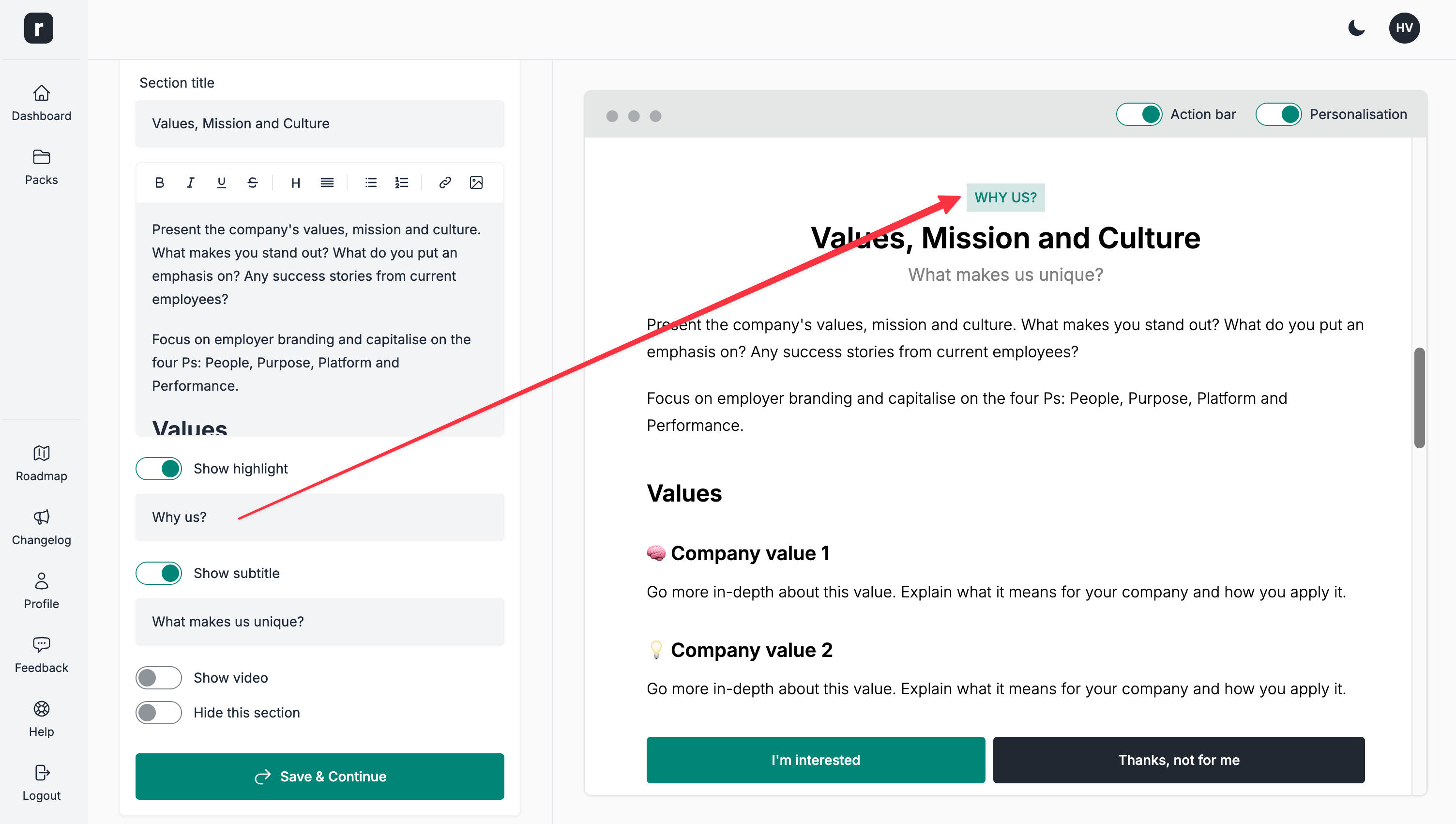 Candidate pack highlight